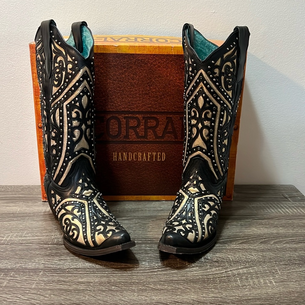 Corral black & gold cowgirl boots